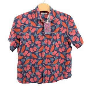 NEW Tommy Bahama Mens 1XLB Shirt Blue/Pink Nova Wave Aloha Tropics Seersucker